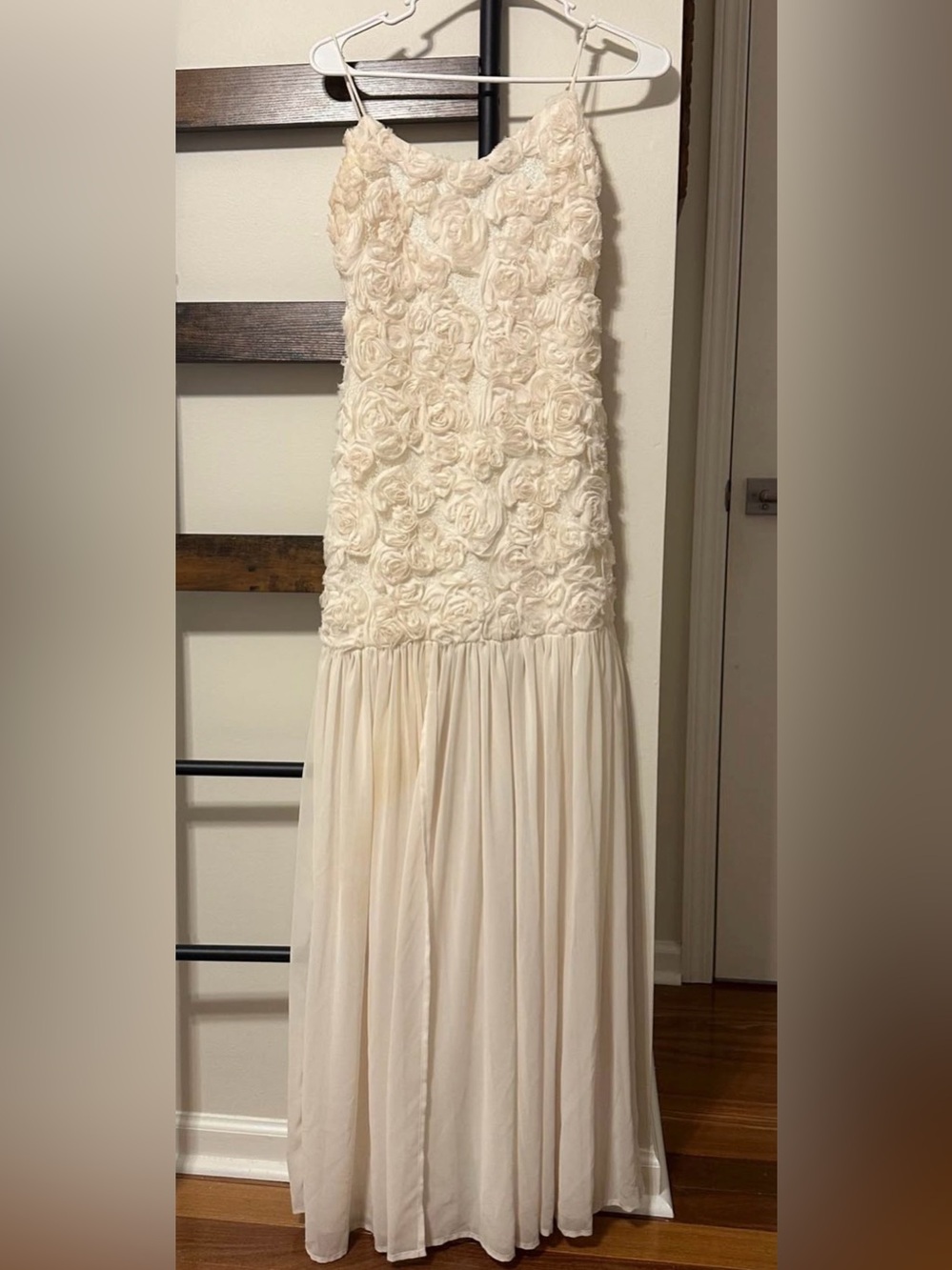 Ivory Floral Appliqué Maxi Dress